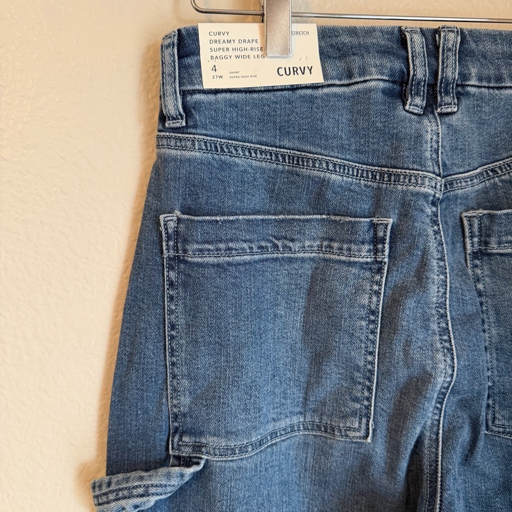 NWT, American Eagle Women’s Curvy Super High Rise Baggy Wide Leg Denim Jeans, 4S - Picture 7 of 11